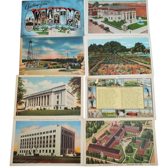 8 Oklahoma Postcards Vintage Lot Variety Ephemera Lot - Picture 1 of 5